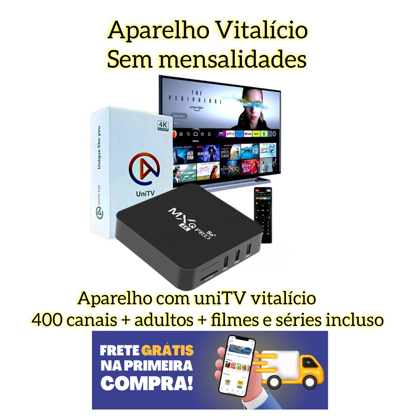 Aparelho tv box Vitalício sem mensalidades